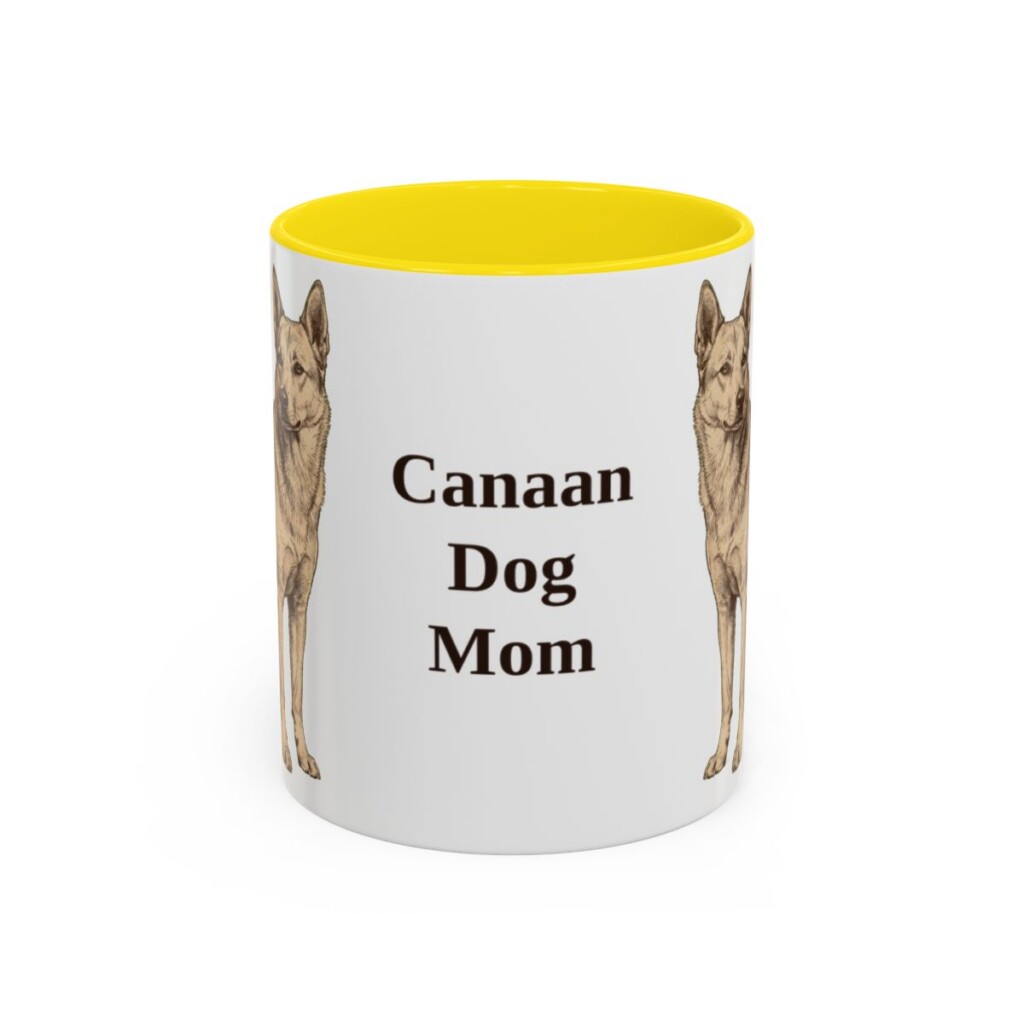 11oz Canaan Dog Dog Mom Mug, Yellow, front view