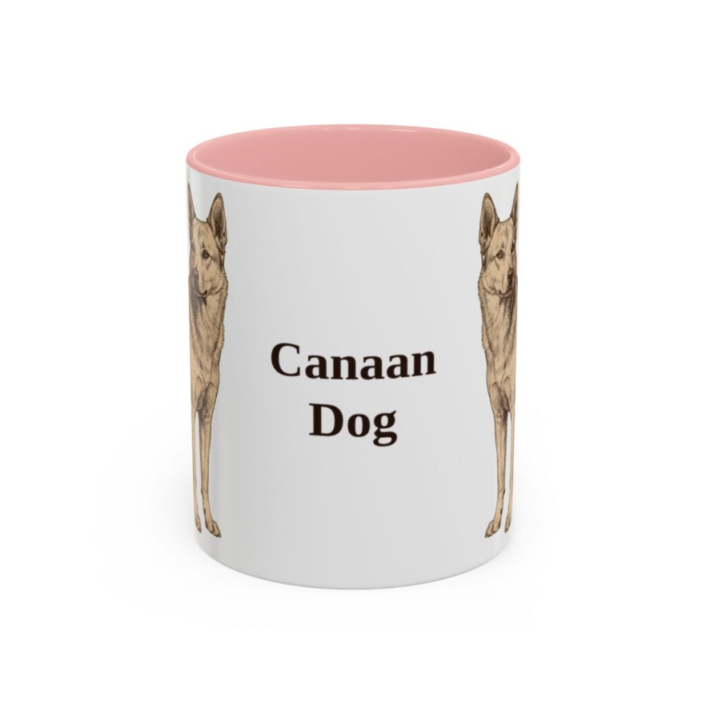 11oz-canaan-dog-mug-pink 11oz Canaan Dog Mug, Pink, front view