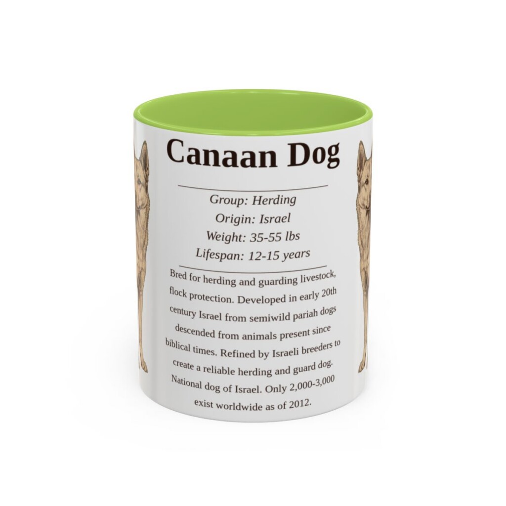 11oz Canaan Dog Mug, Light Green, front view