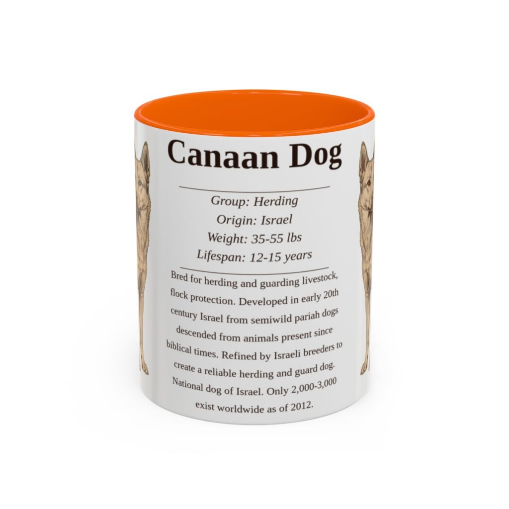 11oz Canaan Dog Mug, Orange, front view