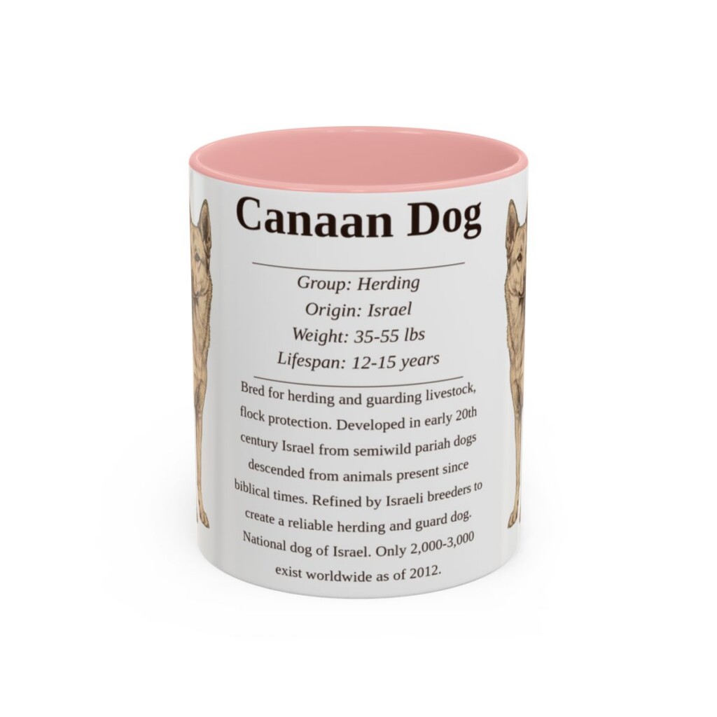 11oz Canaan Dog Mug, Pink, front view
