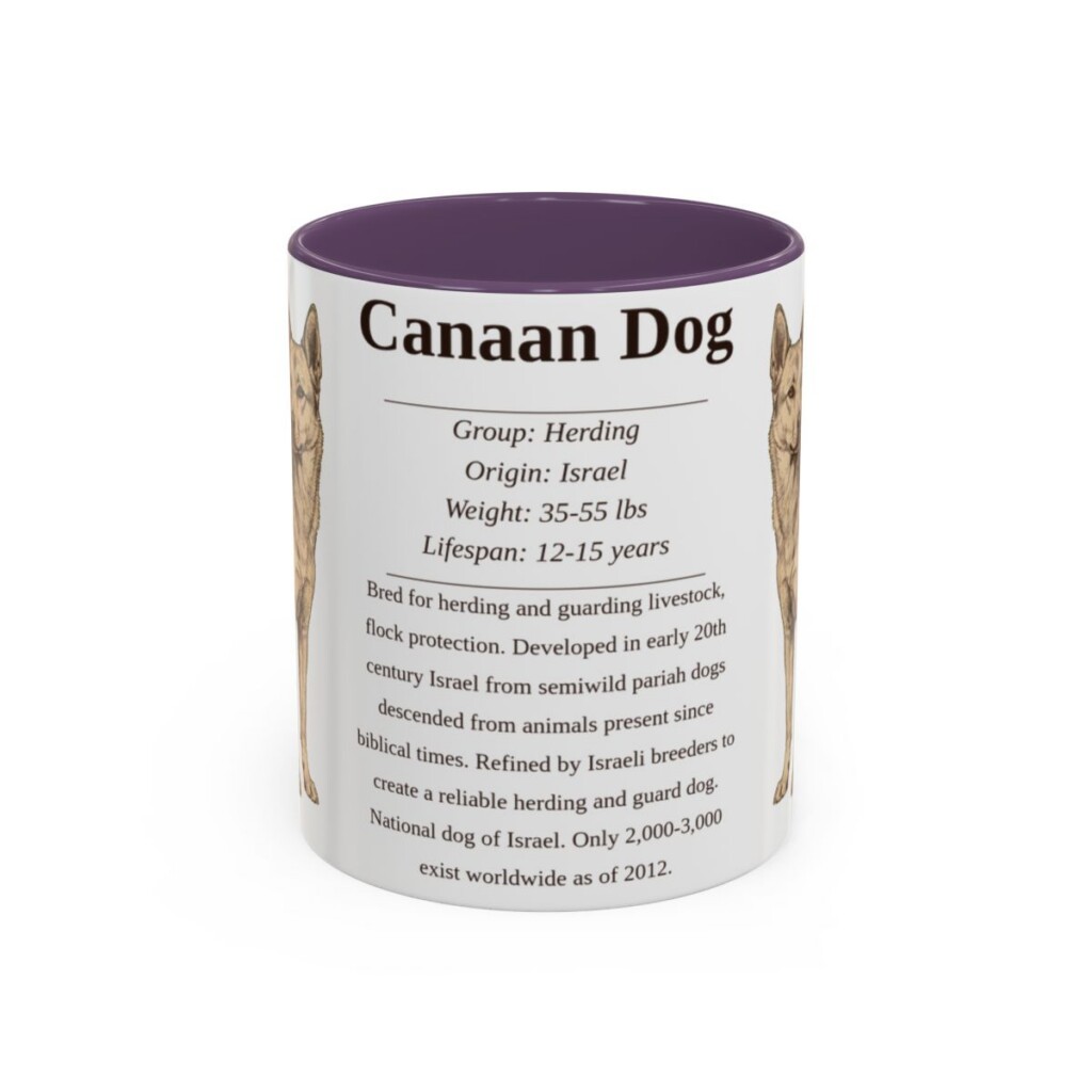 11oz Canaan Dog Mug, Purple, front view