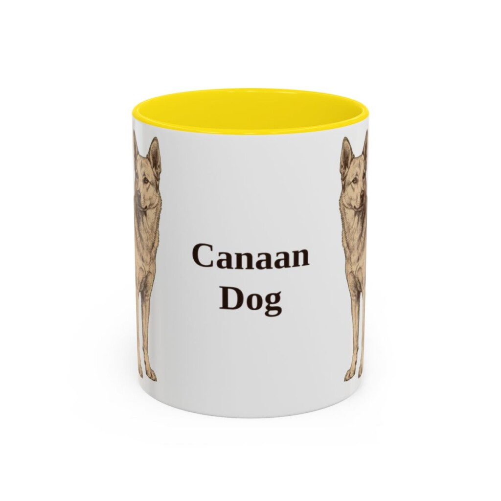11oz-canaan-dog-mug-yellow 11oz Canaan Dog Mug, Yellow, front view