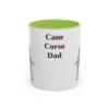 11oz Cane Corso Dog Dad Mug, Light Green, front view