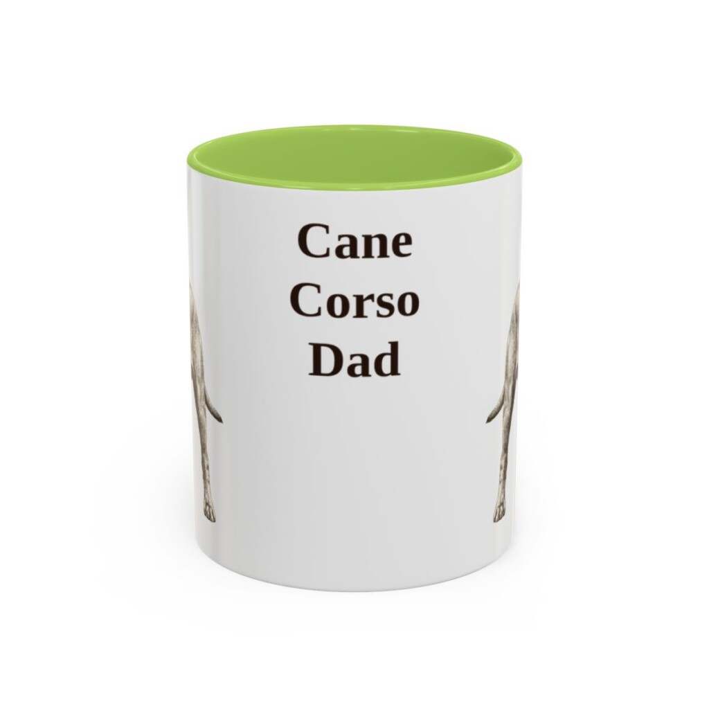 11oz Cane Corso Dog Dad Mug, Light Green, front view