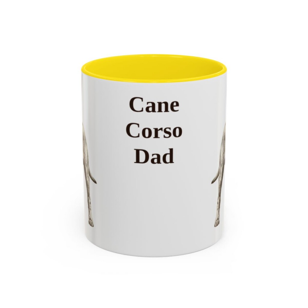 11oz Cane Corso Dog Dad Mug, Yellow, front view