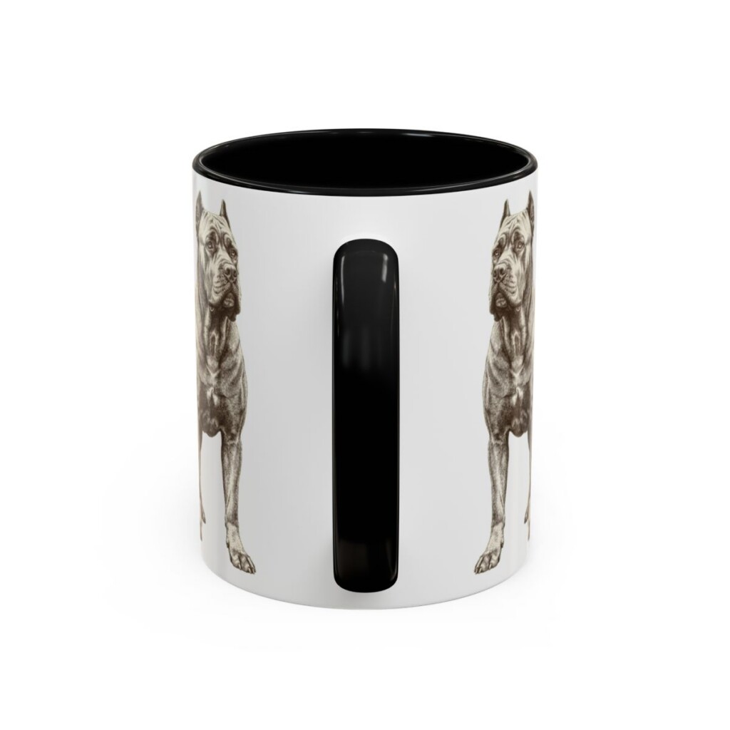 11oz Cane Corso Latin Mug, Black, back view