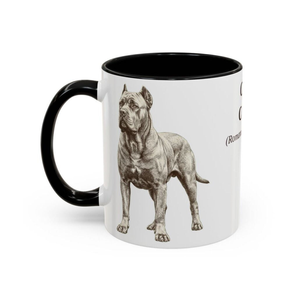 11oz Cane Corso Latin Mug, Black, left side view