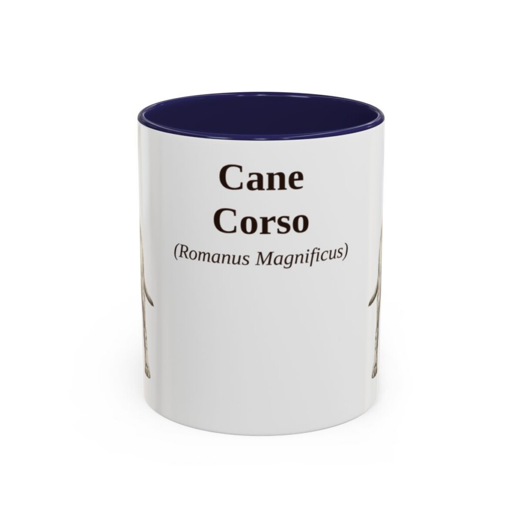 11oz Cane Corso Latin Mug, Navy, front view