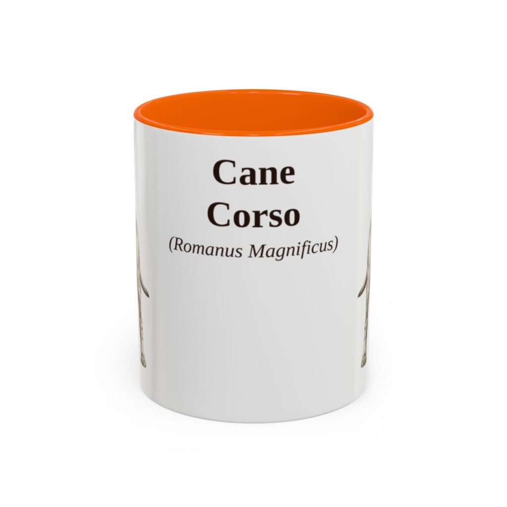 11oz Cane Corso Latin Mug, Orange, front view