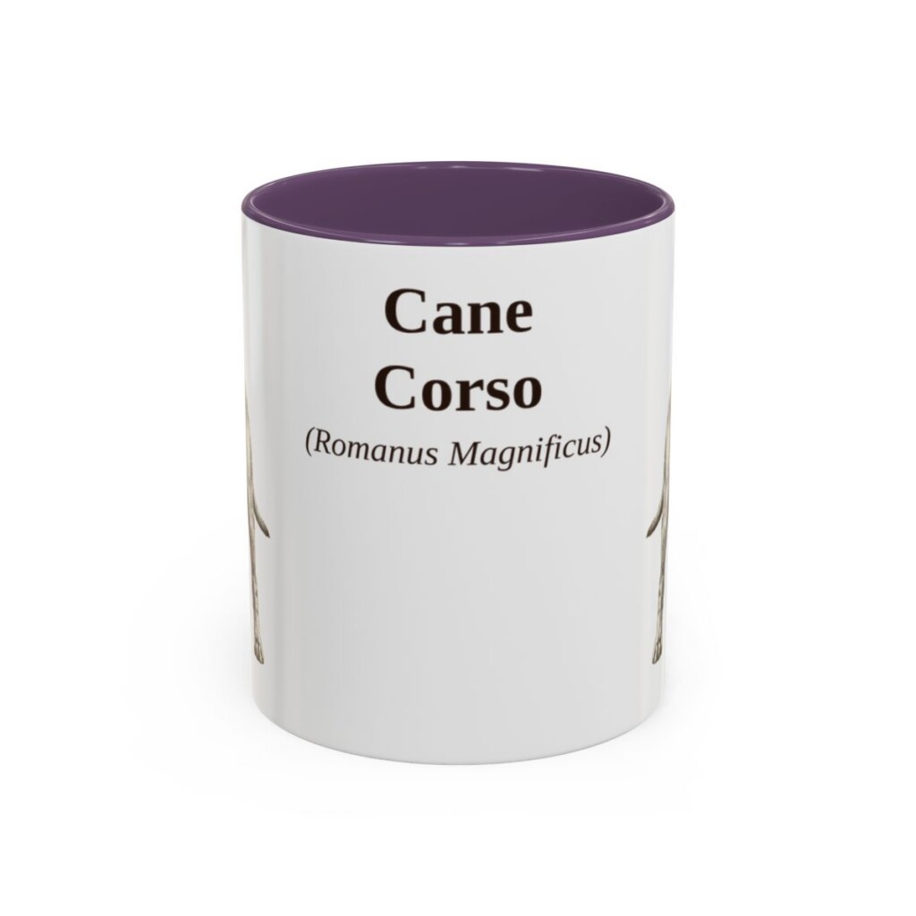 11oz Cane Corso Latin Mug, Purple, front view