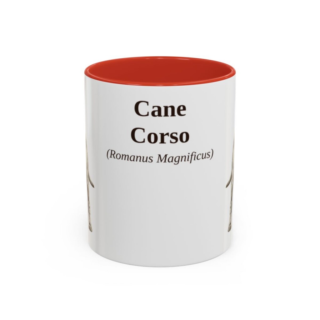 11oz Cane Corso Latin Mug, Red, front view