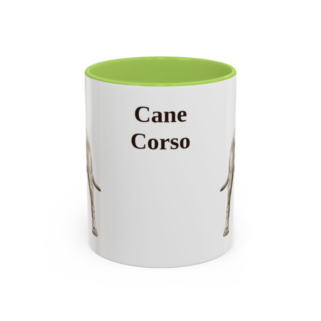 11oz Cane Corso Mug, Light Green, front view
