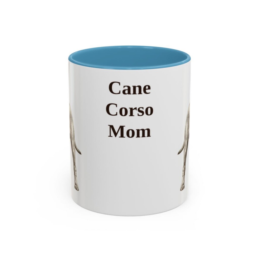 11oz Cane Corso Dog Mom Mug, Light Blue, front view