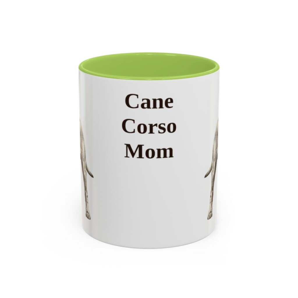 11oz Cane Corso Dog Mom Mug, Light Green, front view