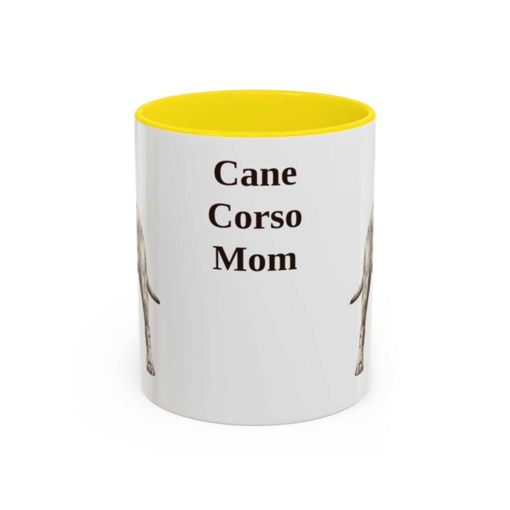 11oz Cane Corso Dog Mom Mug, Yellow, front view