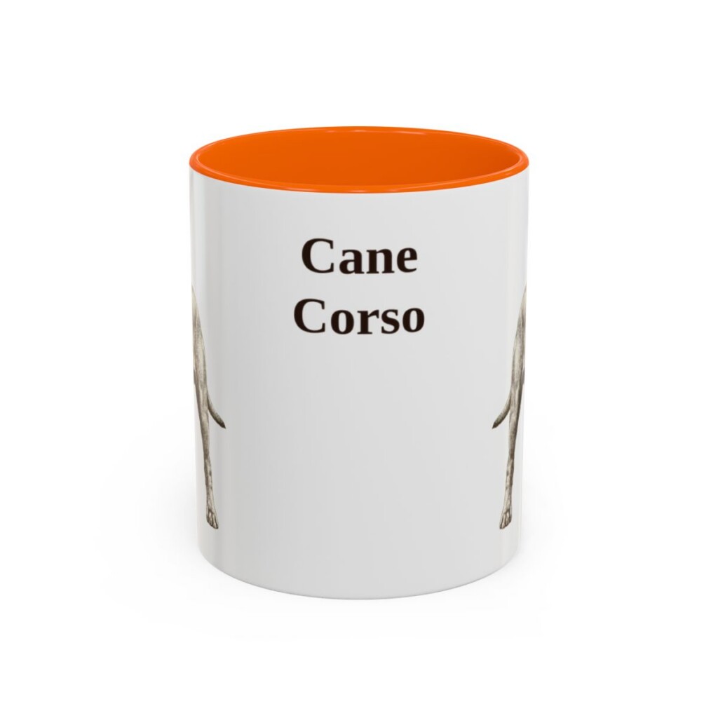 11oz Cane Corso Mug, Orange, front view