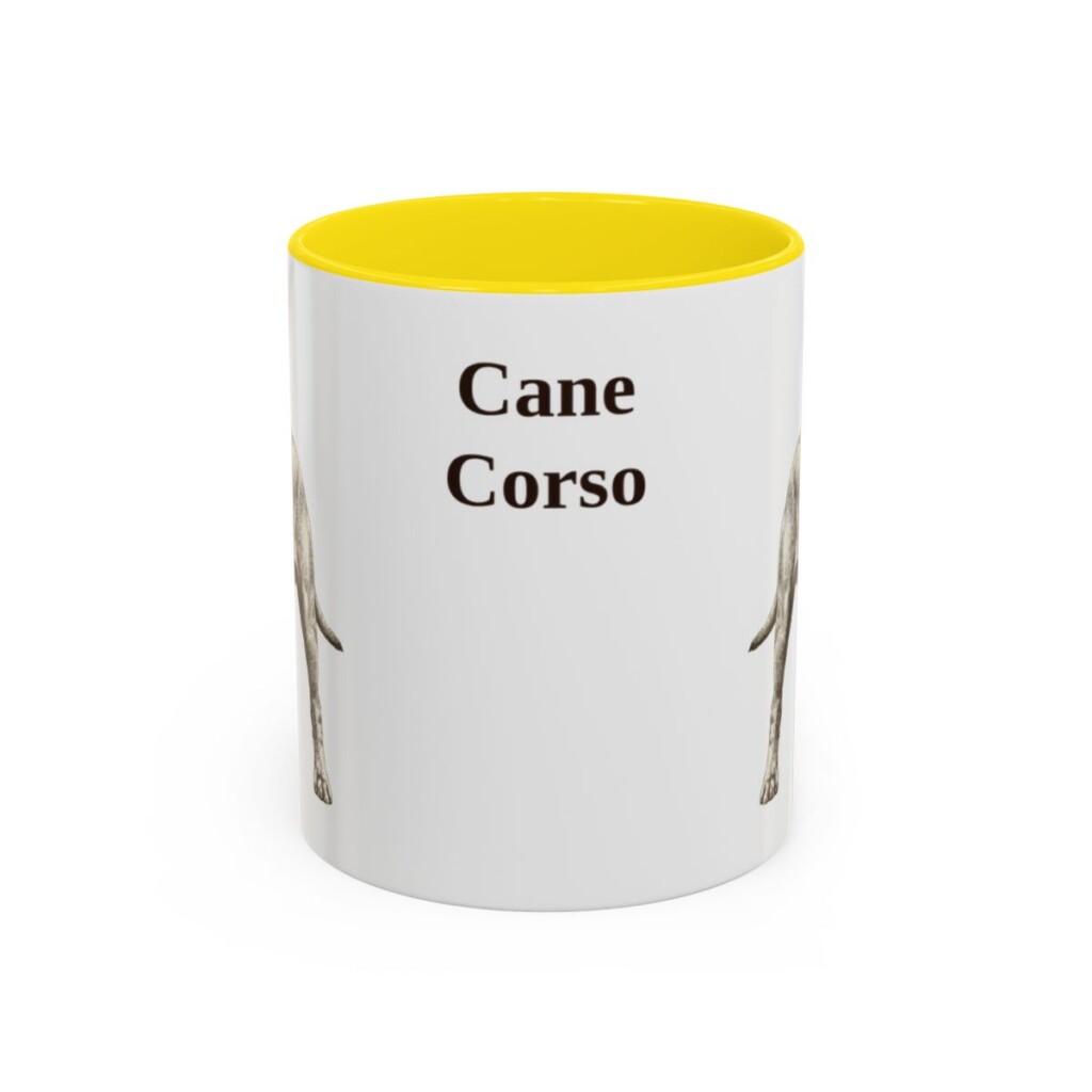 11oz Cane Corso Mug, Yellow, front view