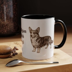 11oz Cardigan Welsh Corgi Mug, Black, lifestyle photo