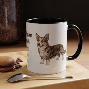11oz Cardigan Welsh Corgi Dog Dad Mug, Black, lifestyle photo