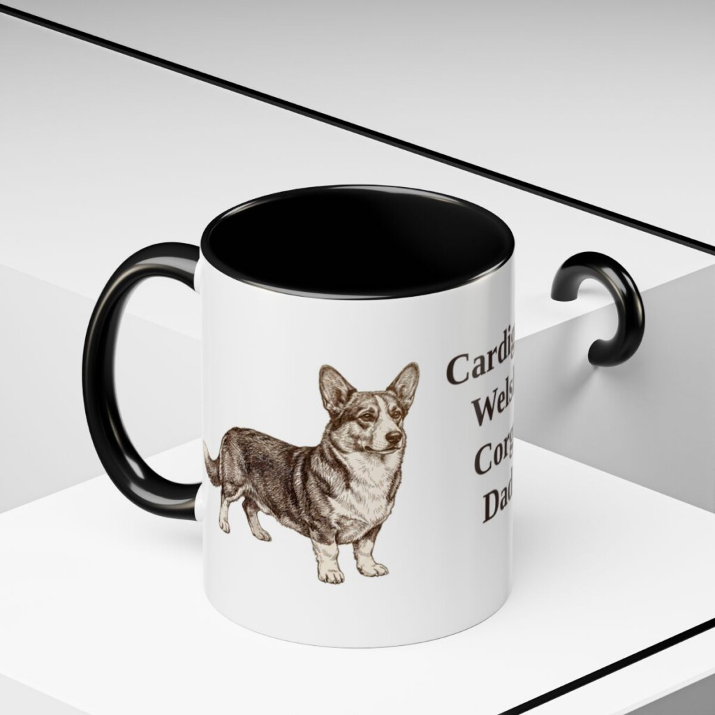 11oz-cardigan-welsh-corgi-mug-dad-black-context-2 11oz Cardigan Welsh Corgi Dog Dad Mug, Black, lifestyle photo