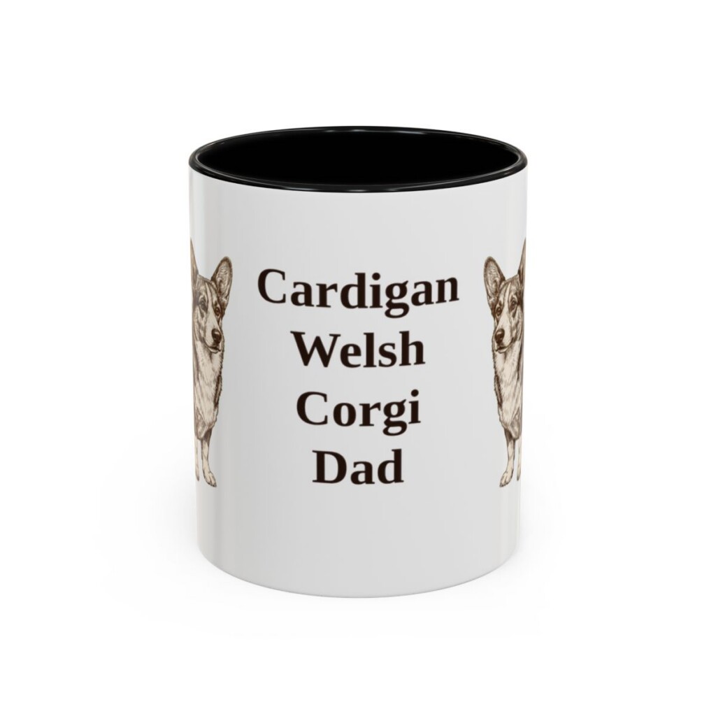 11oz-cardigan-welsh-corgi-mug-dad-black-front 11oz Cardigan Welsh Corgi Dog Dad Mug, Black, front view