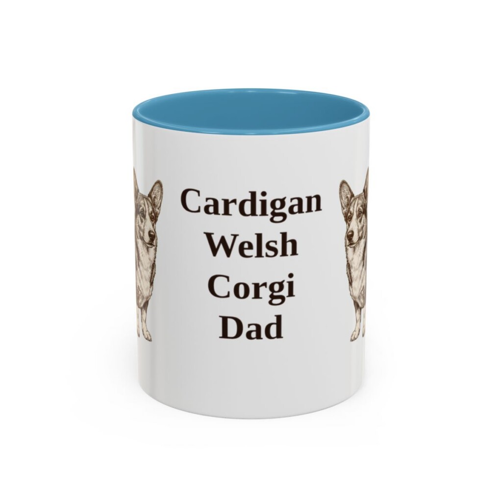 11oz-cardigan-welsh-corgi-mug-dad-light-blue 11oz Cardigan Welsh Corgi Dog Dad Mug, Light Blue, front view