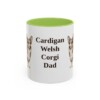 11oz-cardigan-welsh-corgi-mug-dad-light-green 11oz Cardigan Welsh Corgi Dog Dad Mug, Light Green, front view