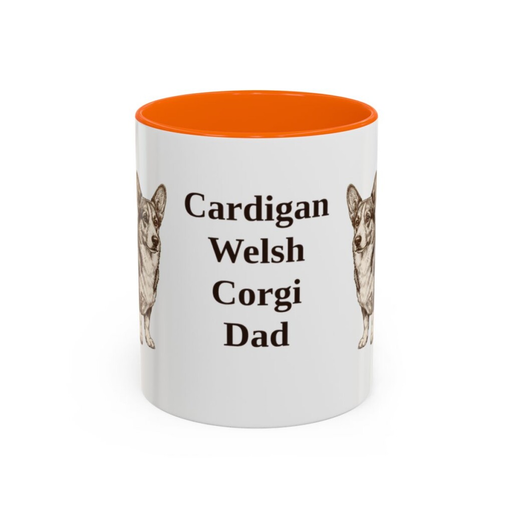 11oz-cardigan-welsh-corgi-mug-dad-orange 11oz Cardigan Welsh Corgi Dog Dad Mug, Orange, front view