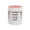 11oz-cardigan-welsh-corgi-mug-dad-pink 11oz Cardigan Welsh Corgi Dog Dad Mug, Pink, front view