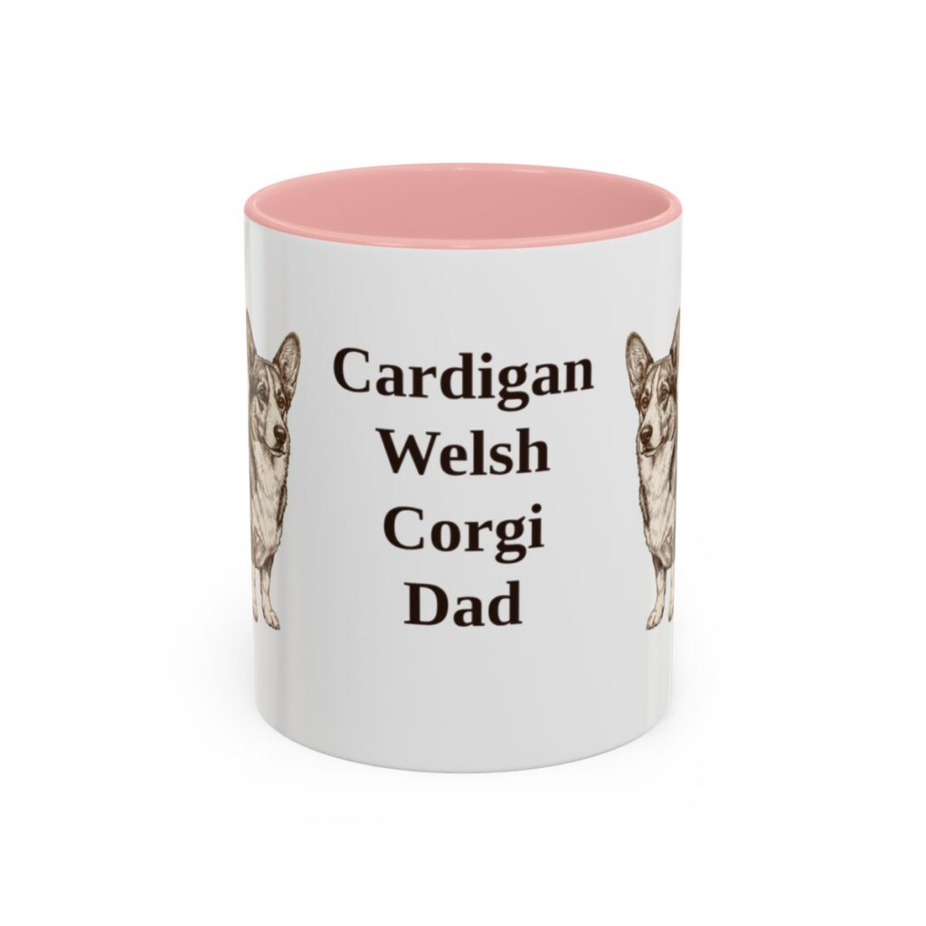11oz-cardigan-welsh-corgi-mug-dad-pink 11oz Cardigan Welsh Corgi Dog Dad Mug, Pink, front view