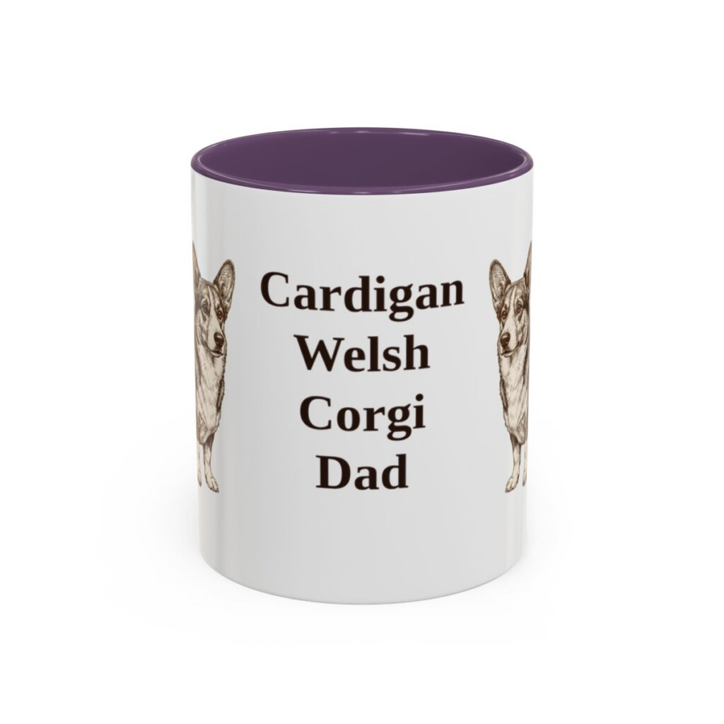 11oz-cardigan-welsh-corgi-mug-dad-purple 11oz Cardigan Welsh Corgi Dog Dad Mug, Purple, front view