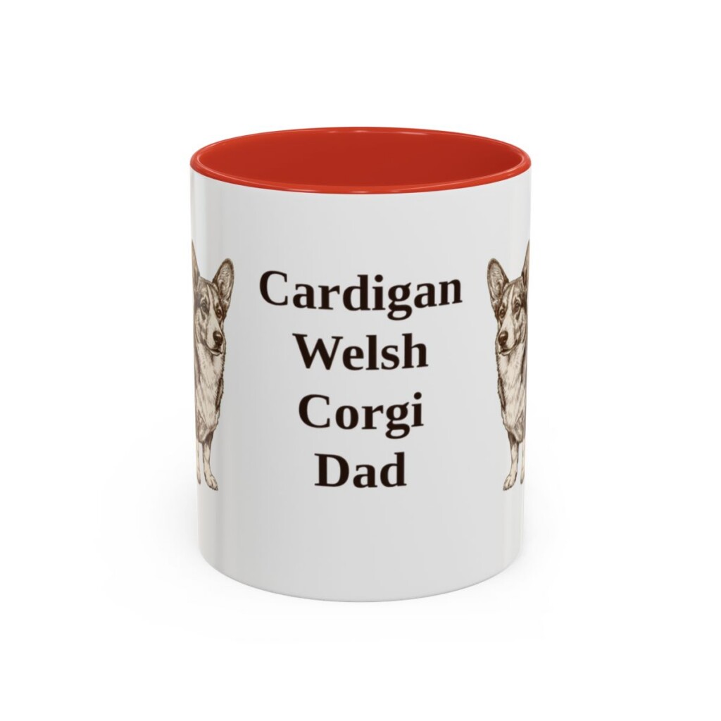 11oz-cardigan-welsh-corgi-mug-dad-red 11oz Cardigan Welsh Corgi Dog Dad Mug, Red, front view