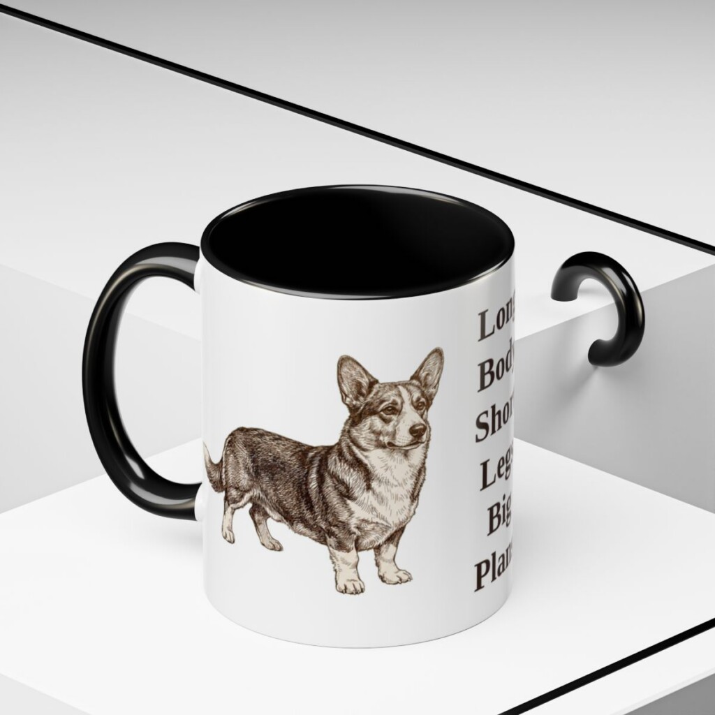 11oz Funny Cardigan Welsh Corgi Mug, Black, lifestyle photo