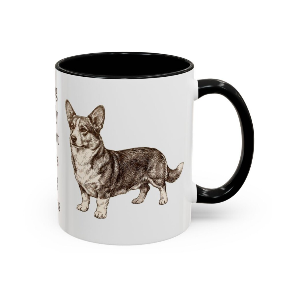 11oz Funny Cardigan Welsh Corgi Mug, Black, right side view