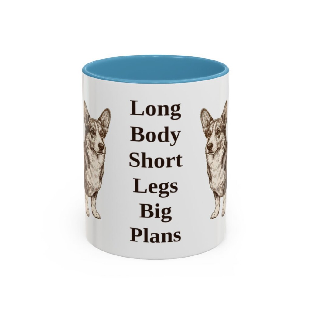 11oz Funny Cardigan Welsh Corgi Mug, Light Blue, front view