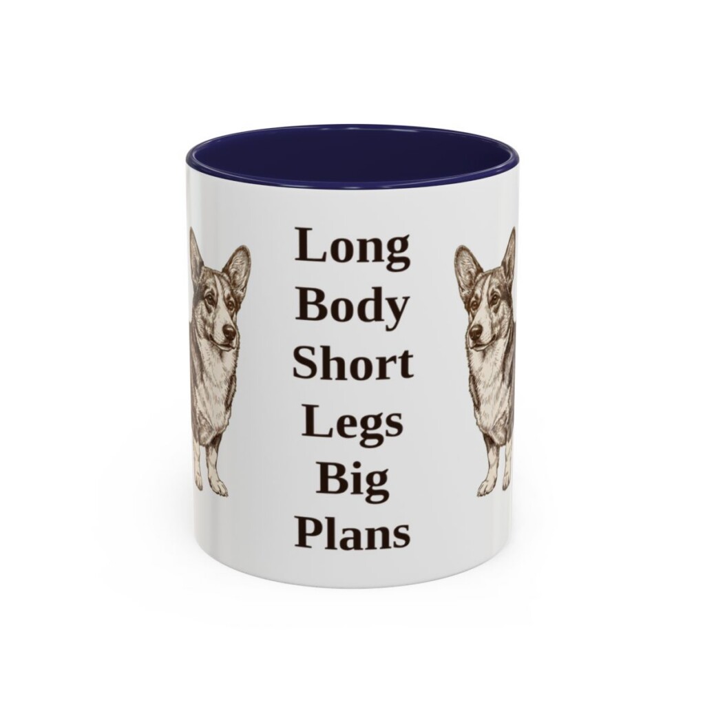 11oz Funny Cardigan Welsh Corgi Mug, Navy, front view