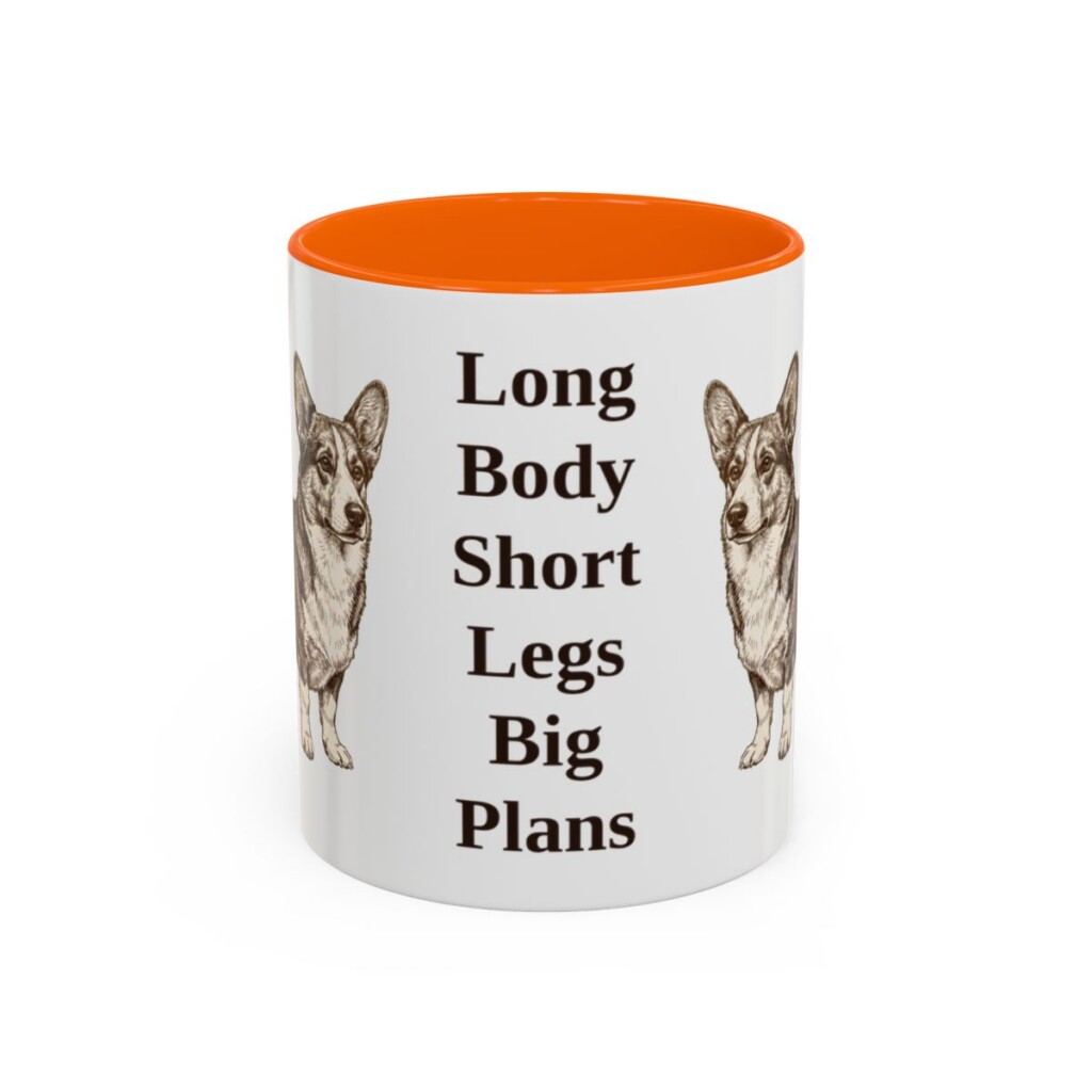 11oz Funny Cardigan Welsh Corgi Mug, Orange, front view