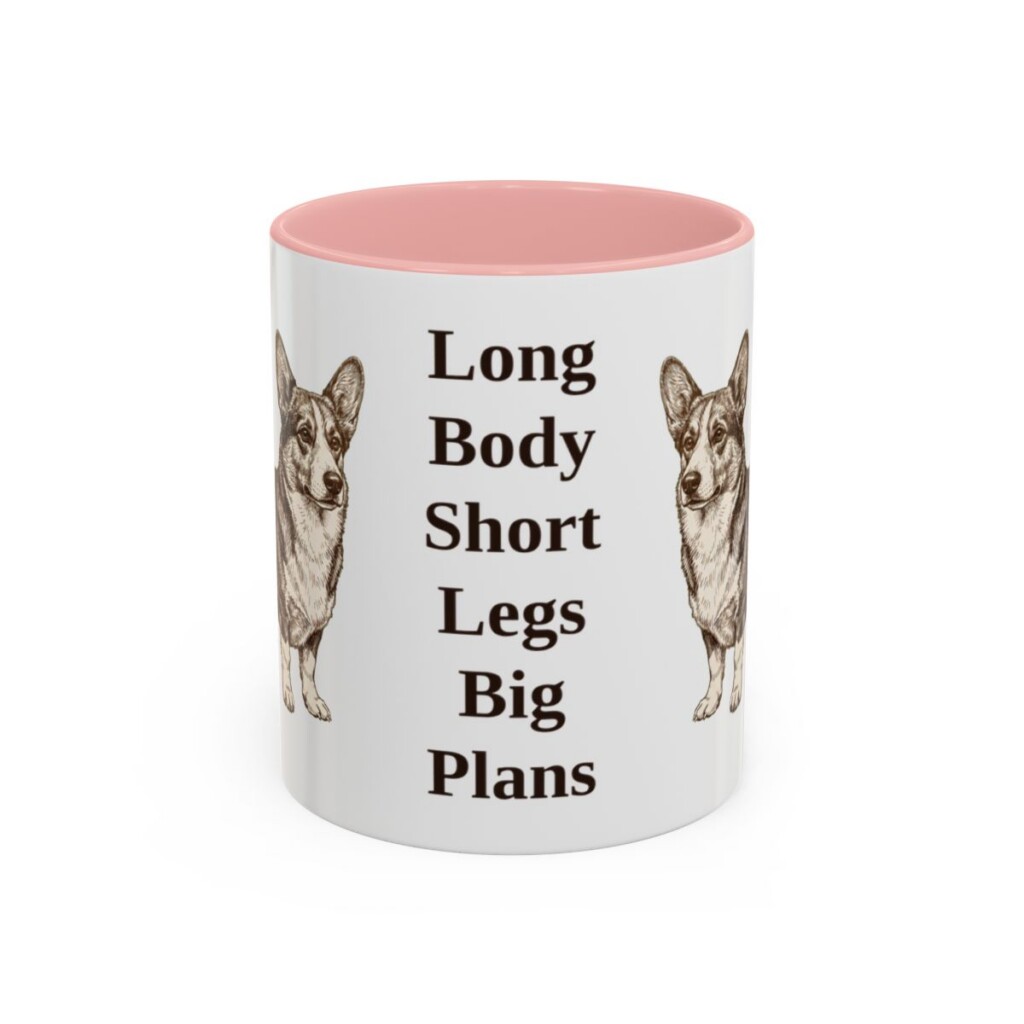 11oz Funny Cardigan Welsh Corgi Mug, Pink, front view