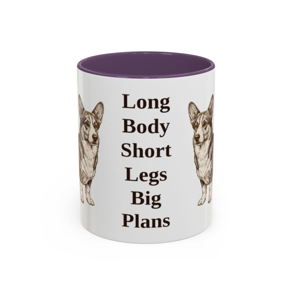 11oz Funny Cardigan Welsh Corgi Mug, Purple, front view