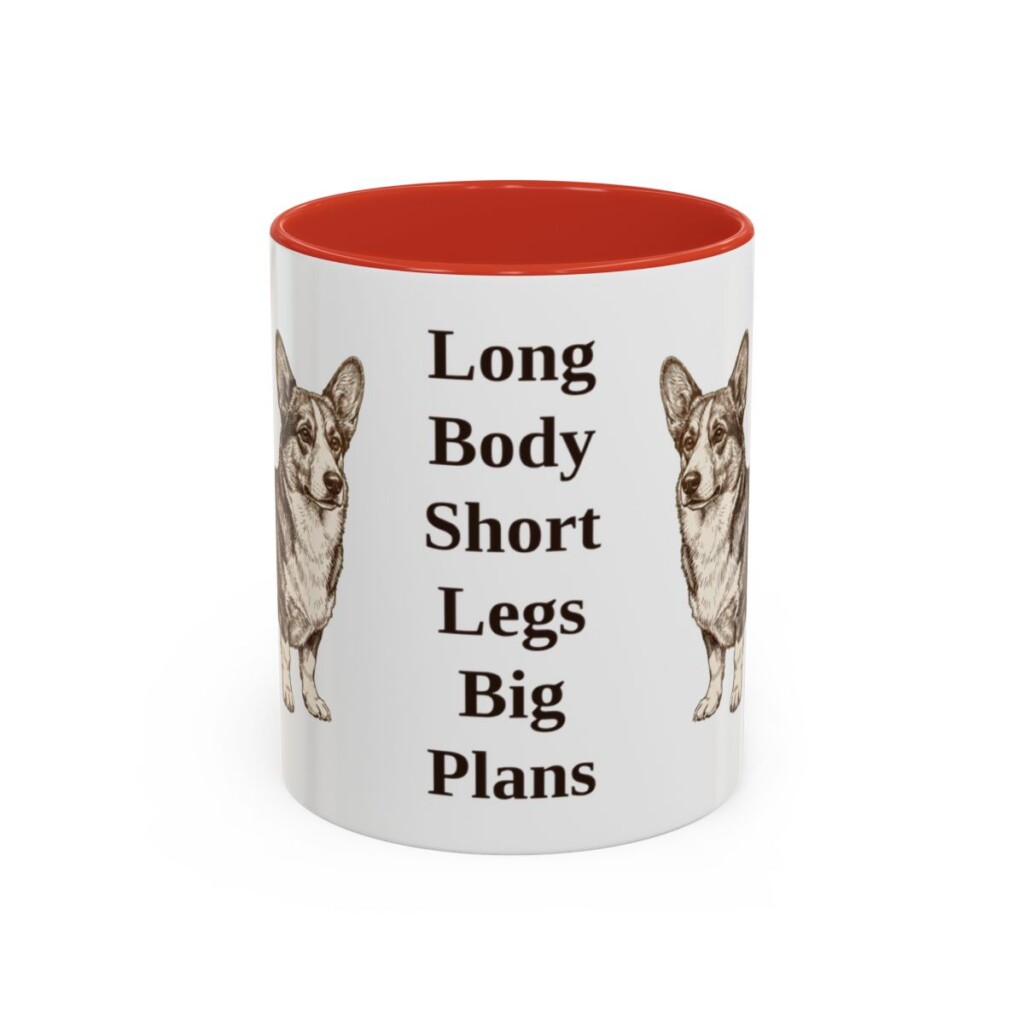 11oz Funny Cardigan Welsh Corgi Mug, Red, front view