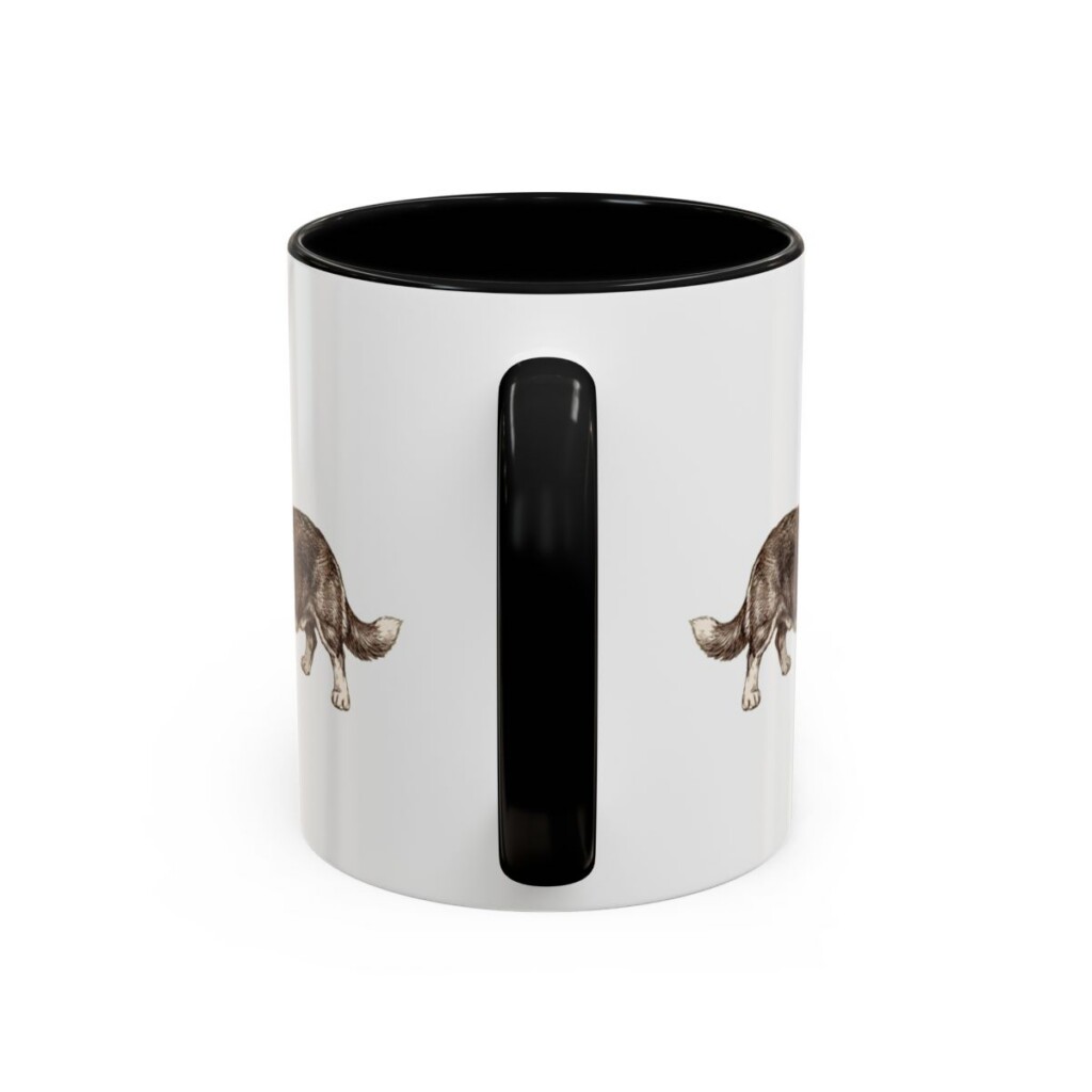 11oz Cardigan Welsh Corgi Latin Mug, Black, back view