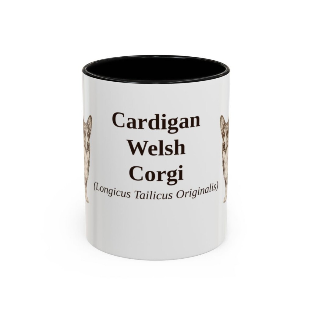 11oz Cardigan Welsh Corgi Latin Mug, Black, front view