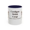 11oz Cardigan Welsh Corgi Latin Mug, Navy, front view