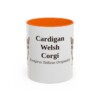 11oz Cardigan Welsh Corgi Latin Mug, Orange, front view