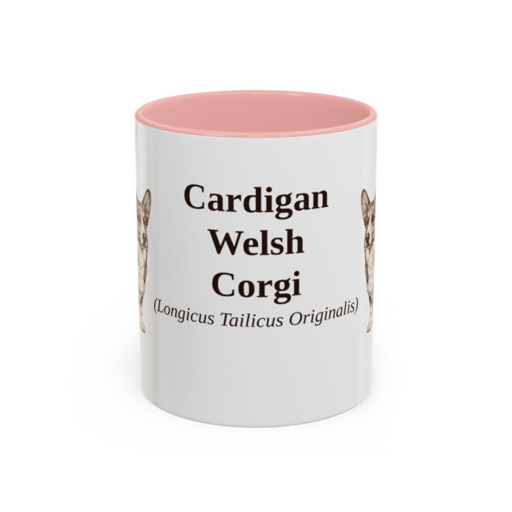 11oz Cardigan Welsh Corgi Latin Mug, Pink, front view