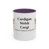 11oz Cardigan Welsh Corgi Latin Mug, Purple, front view
