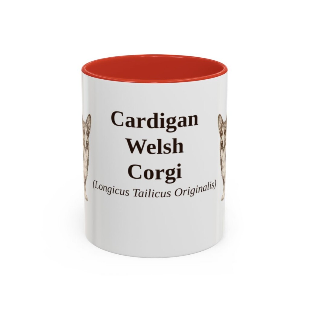11oz Cardigan Welsh Corgi Latin Mug, Red, front view