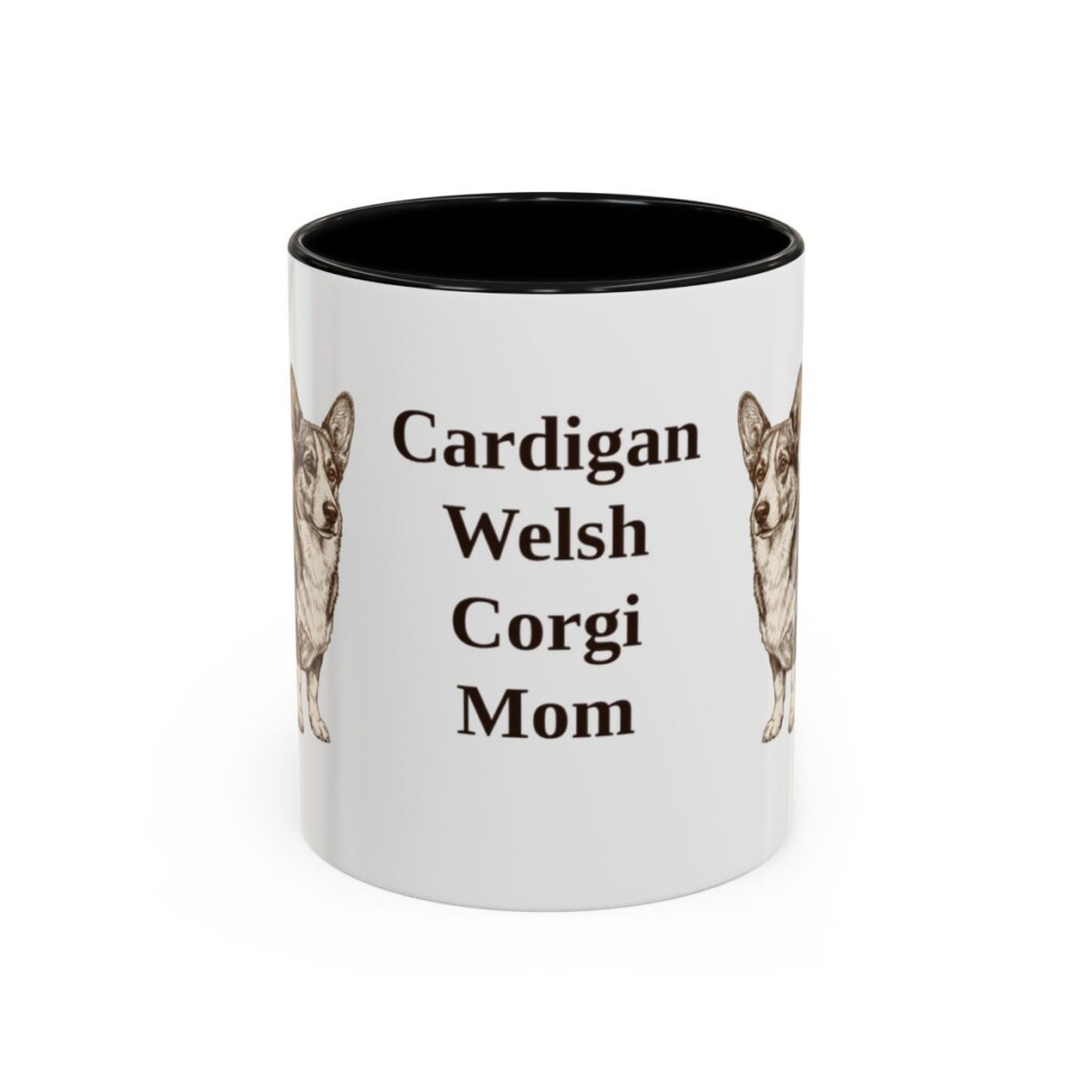 11oz Cardigan Welsh Corgi Dog Mom Mug, Black, front view