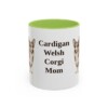 11oz Cardigan Welsh Corgi Dog Mom Mug, Light Green, front view